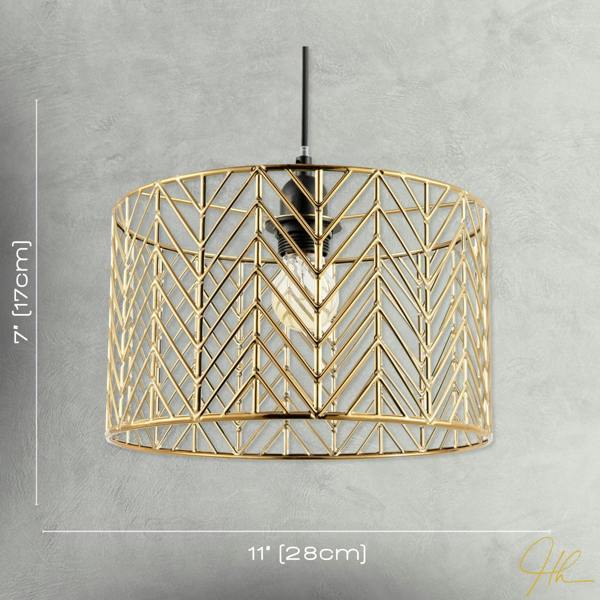Art Deco Zig Zag Design Pendant Light Shade in Polished Gold Plating Image 7