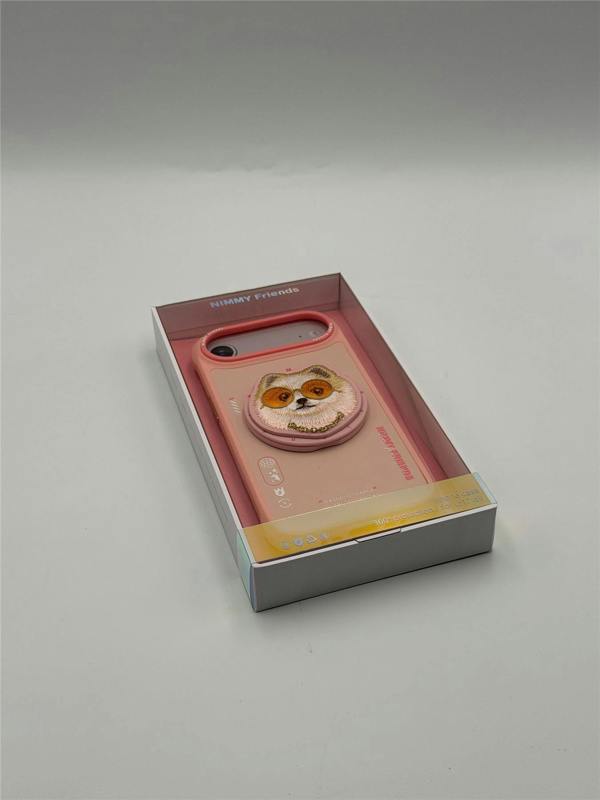 Nimmy Friends Nimmy Glass Cool Dog Face Case with Detachable MagSafe Grip Stand for iPhone 17 Air 6.5" Pink - N-YJKM-CXZJ-IP17-AIR-031