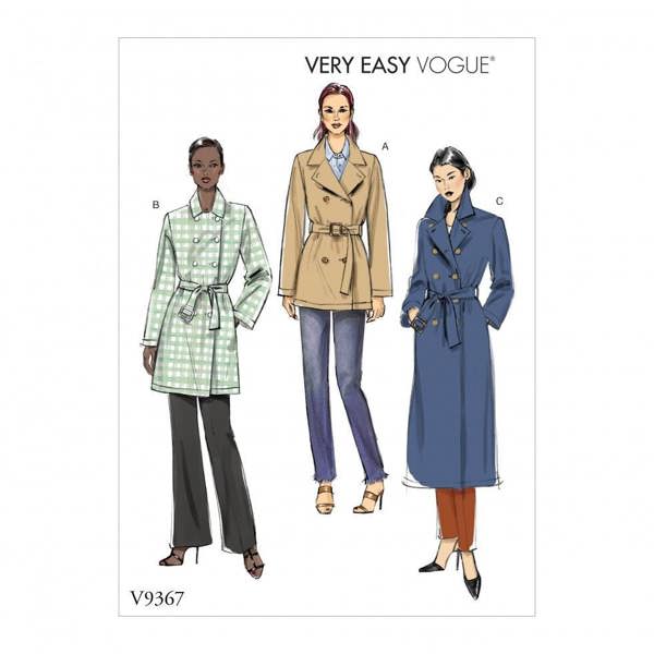 Vogue Sewing Pattern 9367, Coats for Women, Y (XSM-SML-MED) - Easy