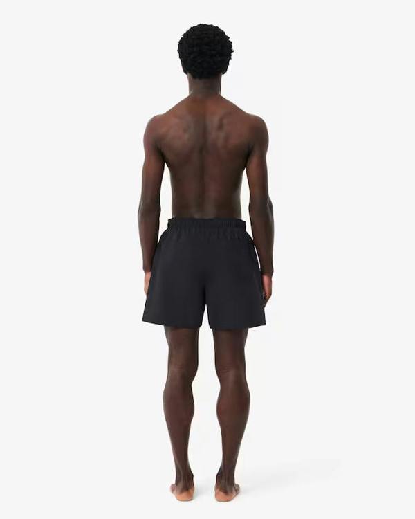 Lacoste Mid Length Monochrome Swim Trunks - Black
