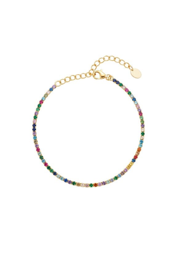 Latelita Tennis Bracelet Vibrant Rainbow Cz Gold