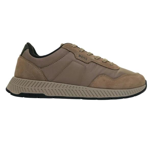 Boss Mens Titanium Runn Sdnypa Dual Fabric Trainers - Dark Beige - 