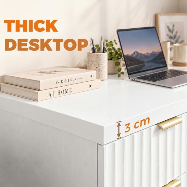 HOMCOM Computer Desk with Drawer, Reversible Office Des, White