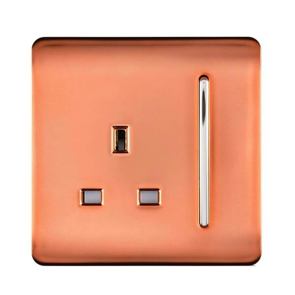 Trendi Switch 1 Gang 13 Amp Switched Plug Socket in Copper