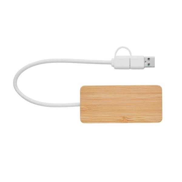 MidOcean Hubbam Bamboo USB Hub - Wood - 