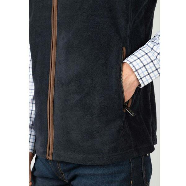 Close-up of the zipped hand pocket on the Ink Rydale Huggate fleece waistcoat