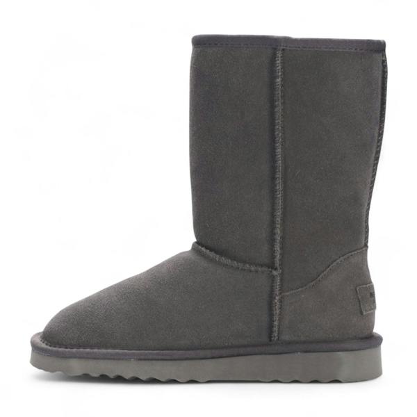 Infinity Leather Women's Genuine Sheepskin Grey Suede Slip-On Ankle Winter Boots - Dusk
