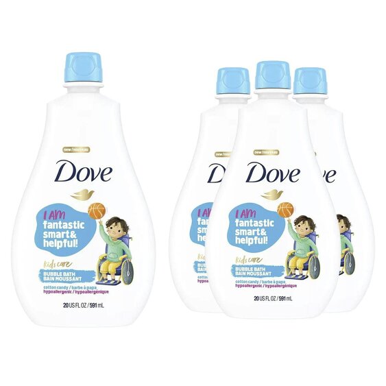 Dove Kids Care Bubble Bath Cotton Candy Hypoallergenic Skin Care 591ml 4 Pack