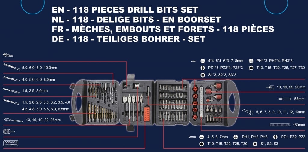 MYLEK 18V Cordless Drill Li-ion Electric Driver Set Also With 131 DIY Accessory Set