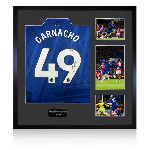 Alejandro Garnacho Signed Chelsea Shirt Elite Frame (Beckett)