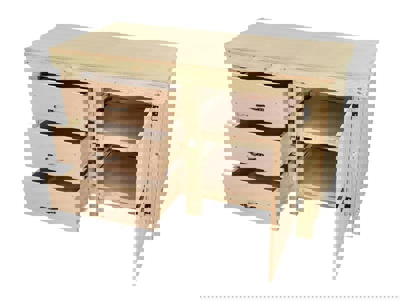 Wooden MDF Top Workbench – Sturdy tool cabinet with a lockable cupboard and double shelf for extra storage. Ideal for garages, workshops, and studios