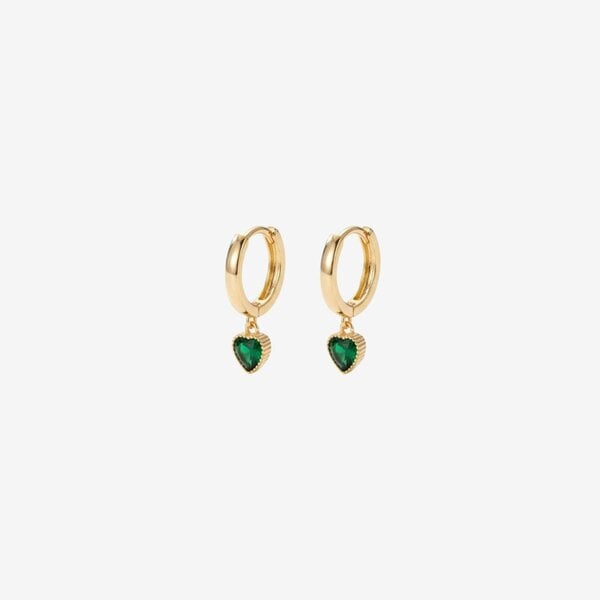 Uchi & Soto Kokoro Green Heart Hoop Earrings
