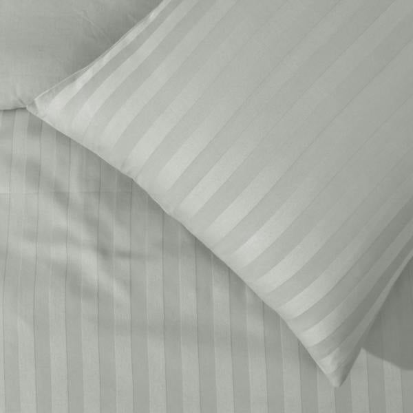 Smart Living Satin Stripe Duvet Cover With Pillowcases - Silver