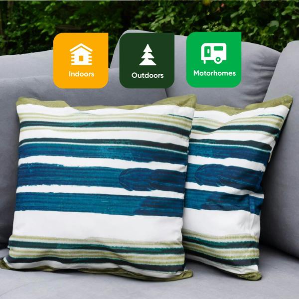 Gardenwize Pair of Outdoor Scatter Cushions – Painted Stripe Design