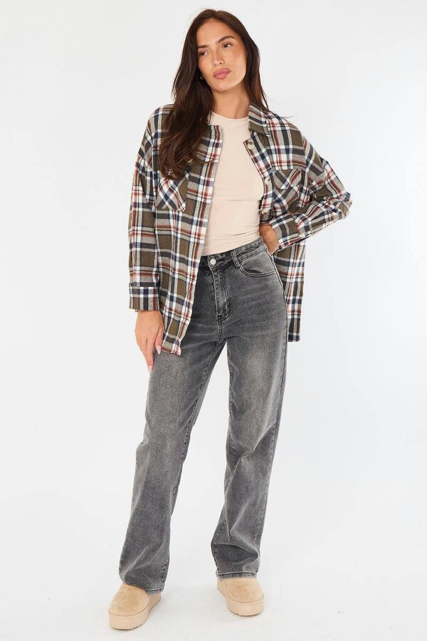 Elaina Fashion Oversized Checkered Shirt
