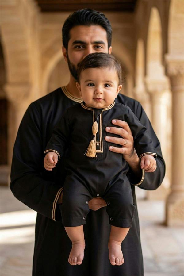 Infinity Leather Baby Boys Ramadan Moroccan Thobe Robe Emirati Eid Jubba- B-TT003