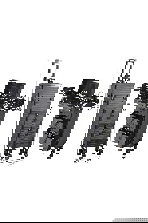 Living and Home 3 in 1 Rolling Cosmetic Train Case Trolley Case for Hairdressing Beauty