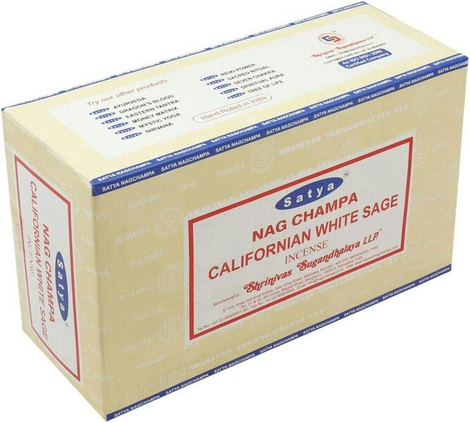 Satya Californian White Sage Incense Sticks, 12 x 15g Packs