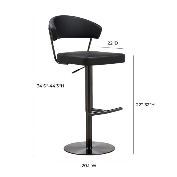 Furniture Edit Cosmo Black Performance Vegan Leather on Black Steel Barstool