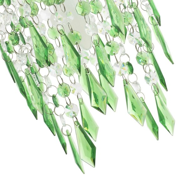 Modern Waterfall Design Pendant Shade with Clear/Emerald Acrylic Drops and Beads Image 5