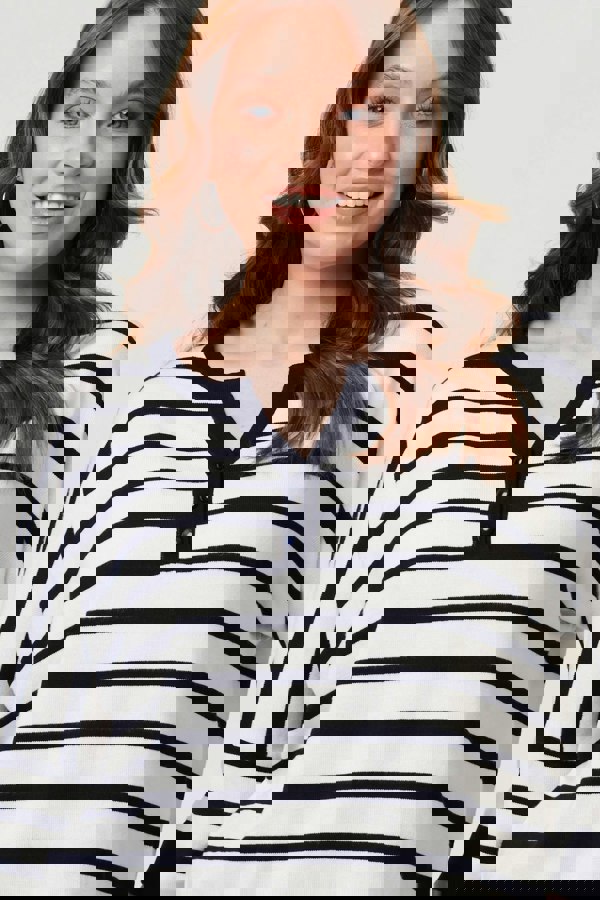 Navy | Striped Oversized Drop Shoulder Top
