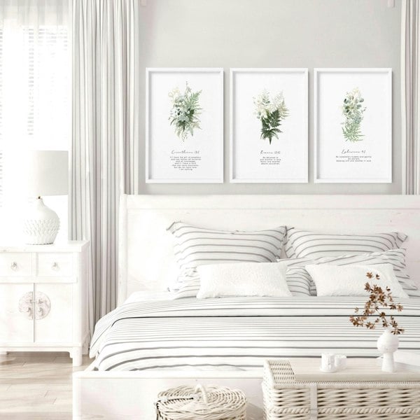 Christianity Bible wall art for bedroom | set of 3 wall art prints