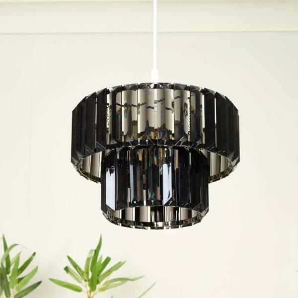 Pagazzi Lighting Lombard 2 Tiered Black Chrome Ceiling Pendant Shade