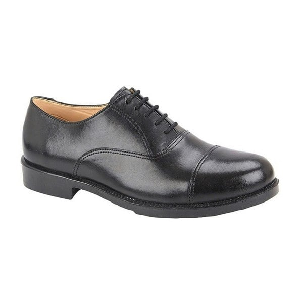 Grafters Mens Leather Capped Oxford Laced Cadet Shoe - Black