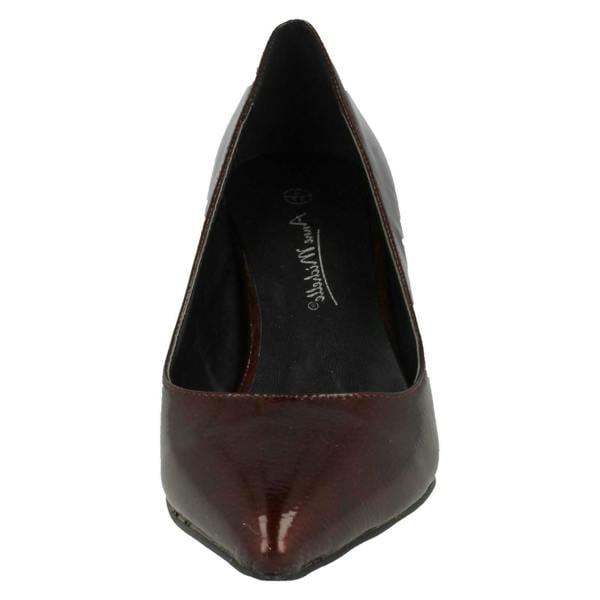 Anne Michelle Ladies Anne Michelle Kitten Heel Crinkle Patent Court Shoes