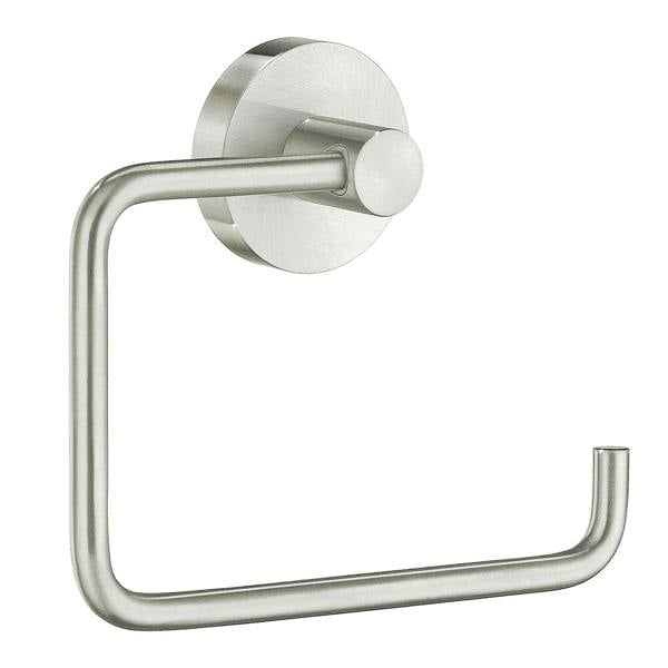 Brushed nickel toilet roll holder