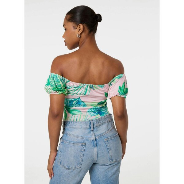 Pink Vanilla Tropical Bardot Cut-Out Bodysuit