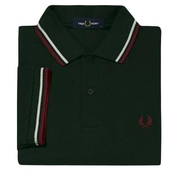 Fred Perry Mens Double Tipped Collar Polo Shirt - Dark Green - 