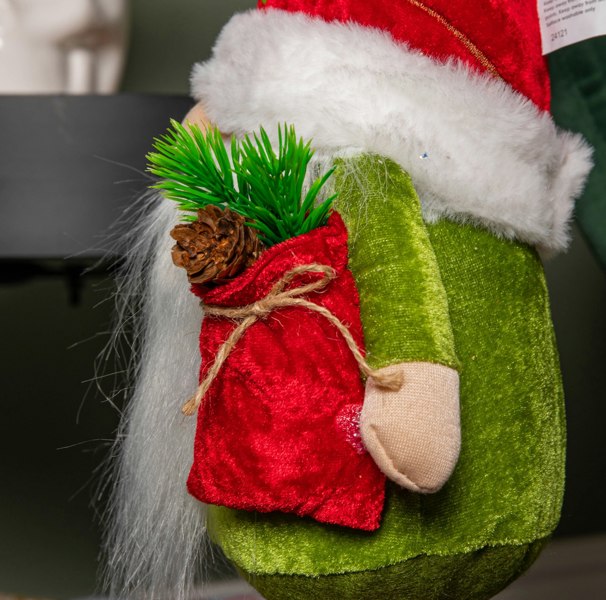 Samuel Alexander 71cm Standing Christmas Gonk with Santa Hat and Extendable Legs in Reg and Green