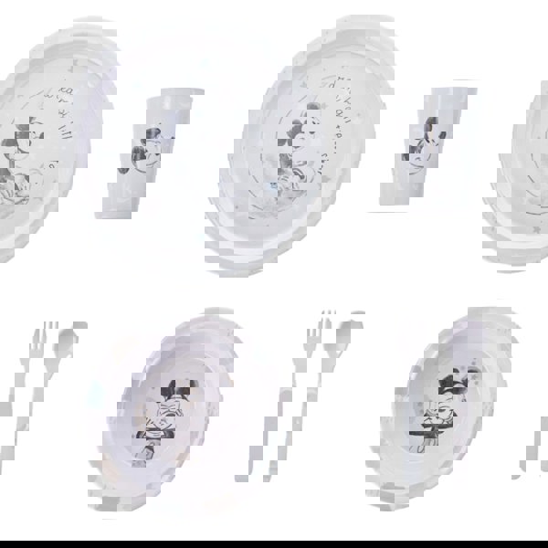 Disney Mickey Baby 5 Piece Melamine Feeding Set Cup Bowl Plate Cutlery Blue