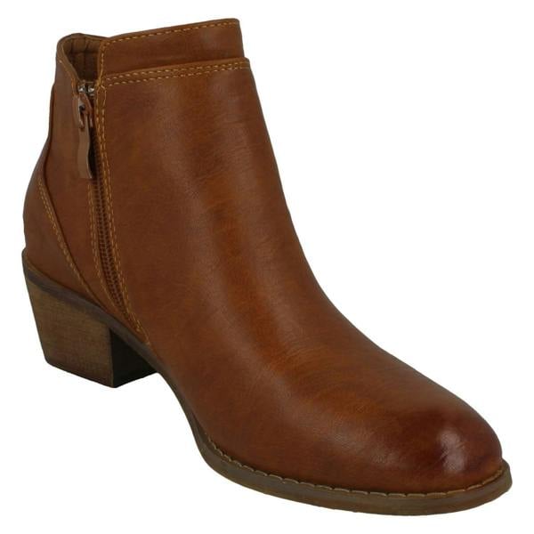 Spot On Ladies Spot On Mid Heel Ankle Boots F51137