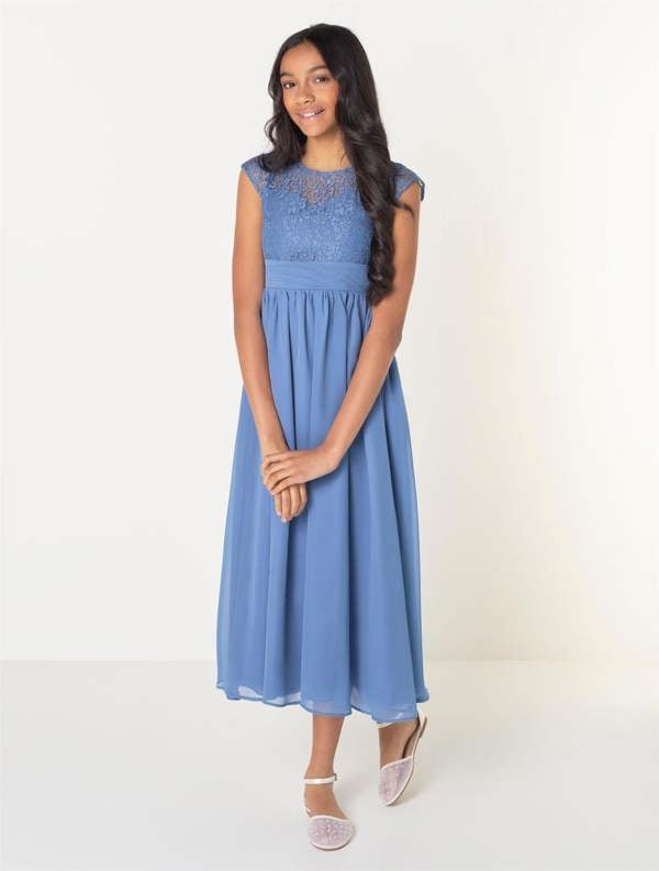 Blue junior bridesmaids dress