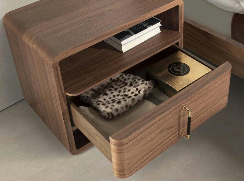 Angel Cerdá Walnut and Black Pvc Bedside Table 7225