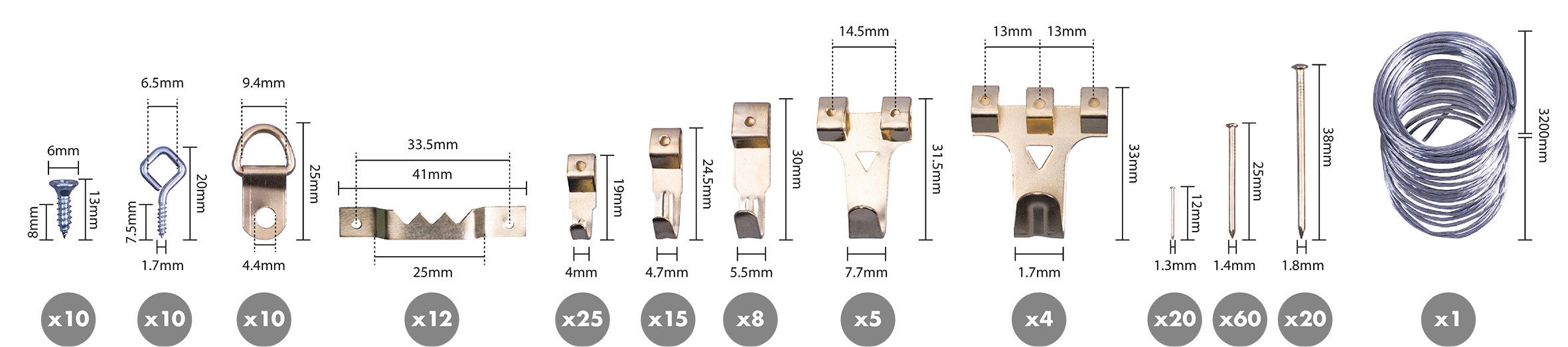 St Helens 200 Piece Picture Hanging Kit