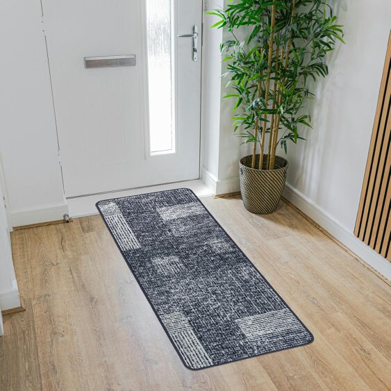 JVL Fiora Machine Washable Indoor Runner - 50 x 150cm - Muted Matrix