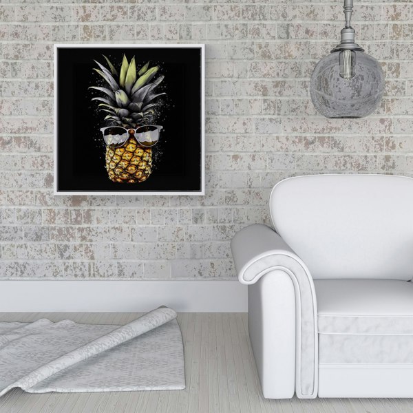 Warren Reed Splash Art Pineapple In Glasses Framed Canvas