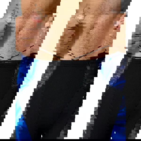 Sleek black and dark blue Speedo Endurance+ Max Compress swim jammer