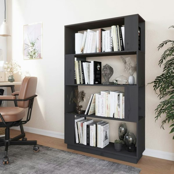 Berkfield Book Cabinet/Room Divider Grey 80x25x132 cm Solid Wood Pine