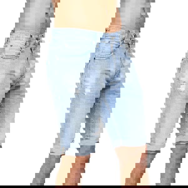 Crosshatch Mens Riptrey Abraised Denim Shorts - Light Wash - 