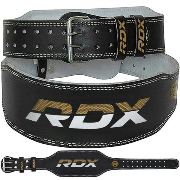 RDX Sports BELT 6" LEATHER BLACK GOLD