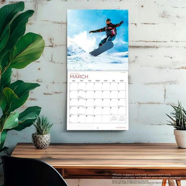 Snowboarding Calendar 2027, Wall Calendars, Month To View, Sports, Gift