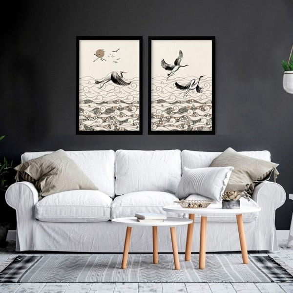 Japanese art print | Set of 2 wall art prints for living room