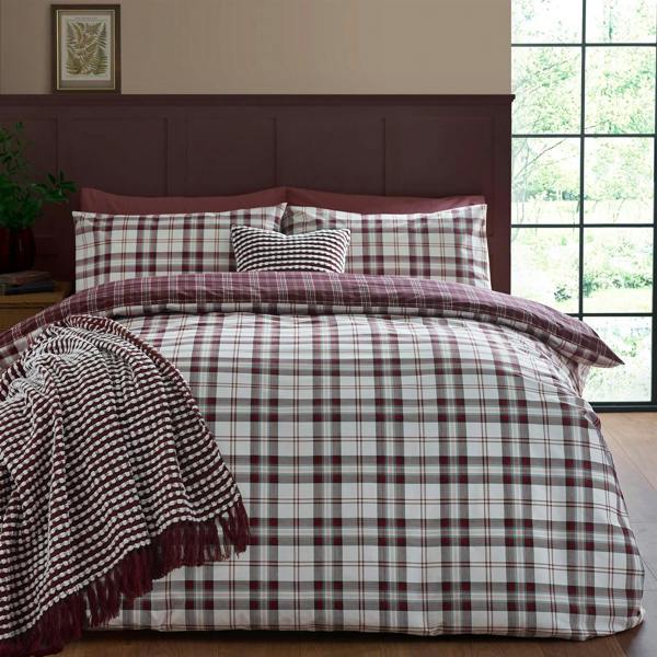 Kelso Check Plum Duvet Cover Set