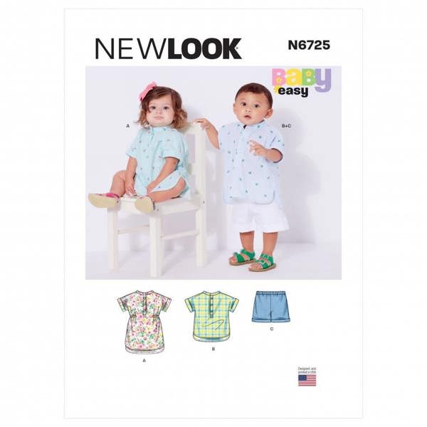 New Look Sewing Pattern 6725, Dresses, Tops, Shorts for Baby, A (NB-S-M-L) - Easy