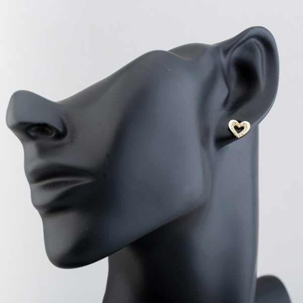T. H. Baker 9ct Yellow Gold Cubic Zirconia Open Heart Stud Earrings E1625Y
