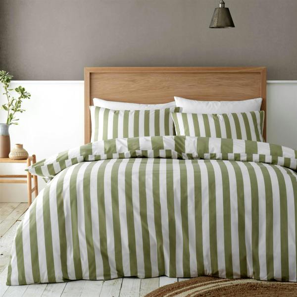Cove Stripe Green Duvet Cover Set